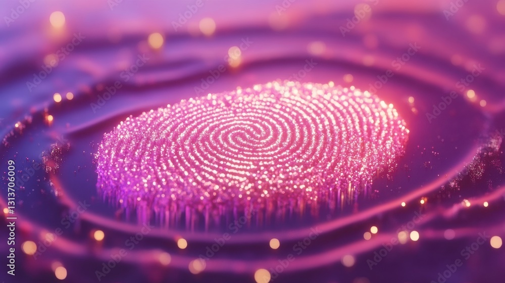Aufkleber a futuristic digital fingerprint scanner interface with biometric security elements.