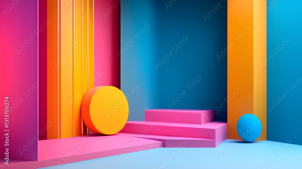 Poster minimal geometric background with abstract shapes