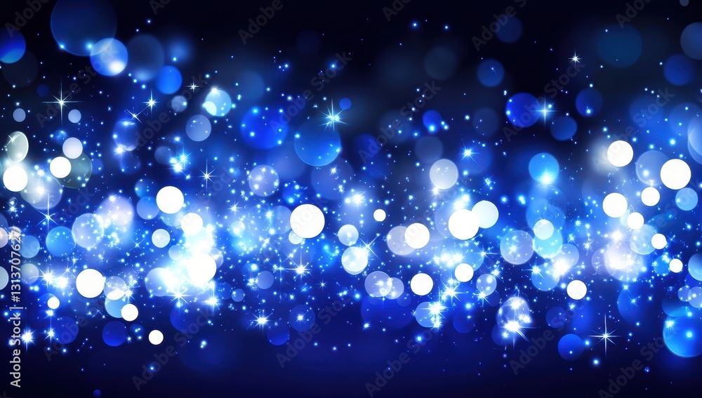 Aufkleber sparkling blue bokeh background with shimmering lights and soft glows suitable for festive occasions