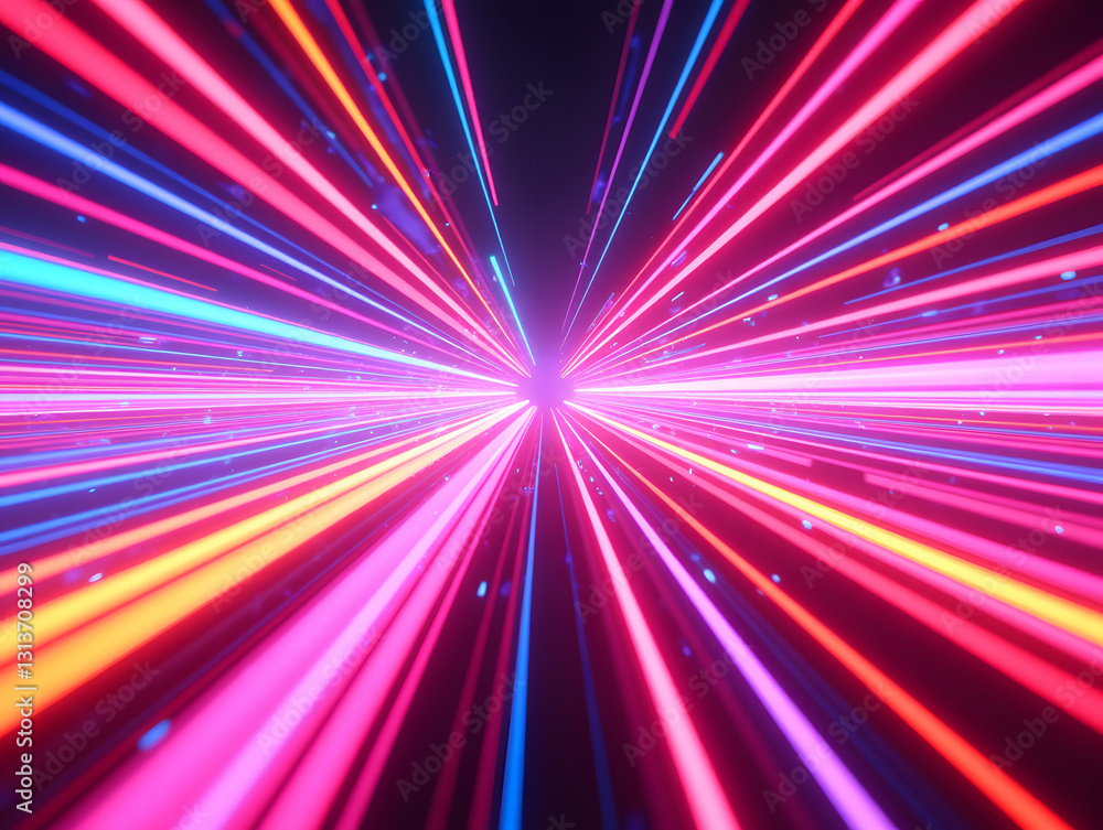 Poster particle flow tunnel space vortex, internet science and technology creative background