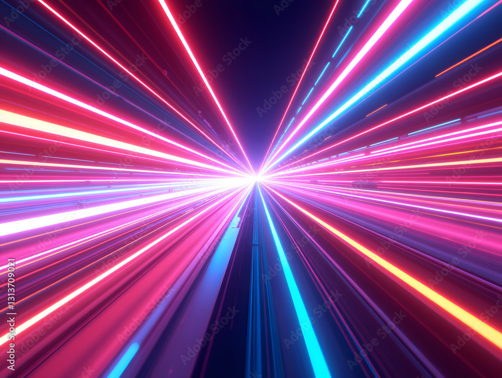 Poster particle flow tunnel space vortex, internet science and technology creative background