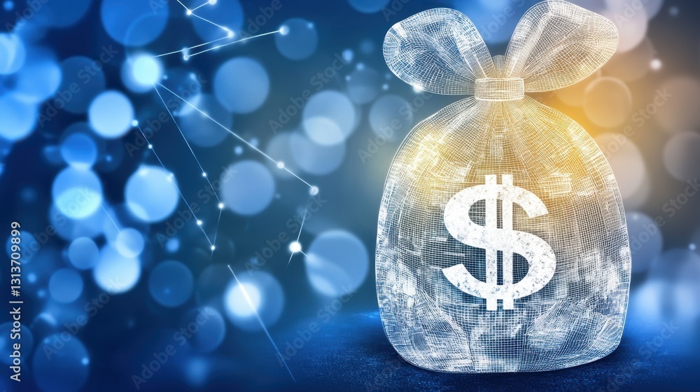 Aufkleber a high-tech mobile banking interface displaying a secure ai-managed financial moneybag.