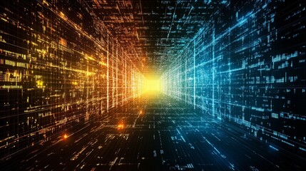Fototapeta premium Abstract Data Stream Visualization Digital Network Connection Big Data Analysis Processing Streamline Futuristic Information Technology