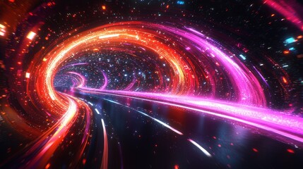 Obraz premium Abstract hyperdrive speed light trails with sparkling stars background for science fiction and futuristic technology concept space travel