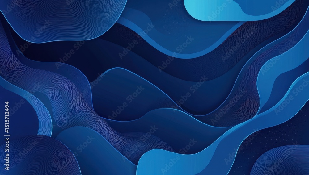 Poster stunning abstract waves in deep blue tones with fluid shapes creating a modern artistic background f