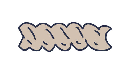 Illustration of a single fusilli pasta piece, highlighting its spiral shape.
