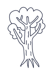 Simple line drawing of a tree with branches and leaves, symbolizing growth and nature.