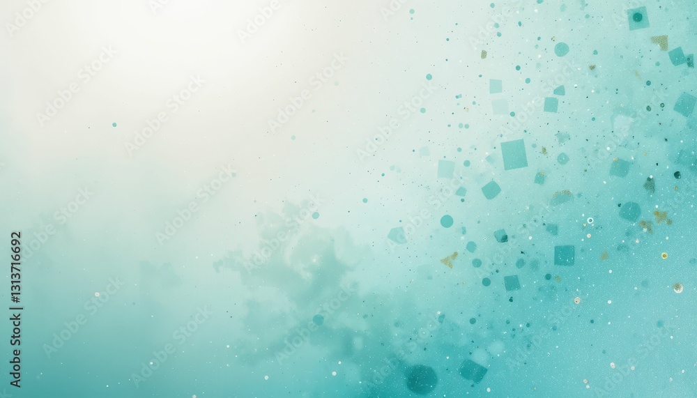 Poster soft abstract background with floating geometric shapes and particles