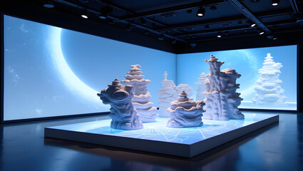 A Holographic Art Exhibition Displaying Interactive 3D Sculptures