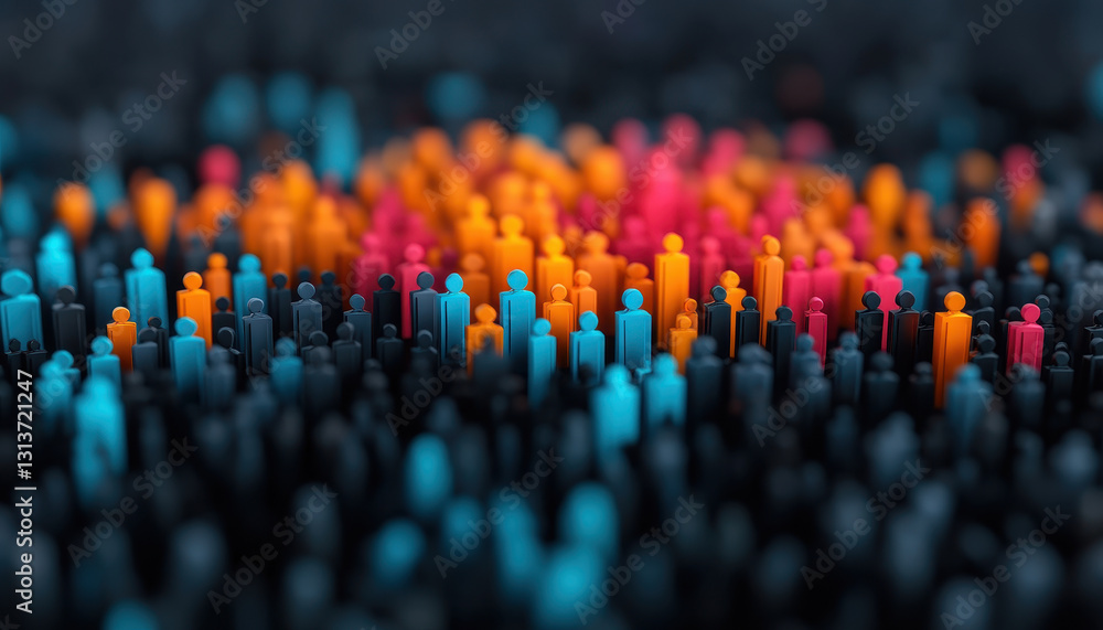 Aufkleber artistic composition of colorful figures representing diversity and unity in crowd. vibrant colors o