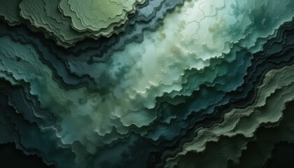 Fototapeta premium Abstract Layers of Green and Blue Cloudy Textures in Undulating Patterns