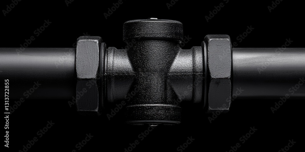 Poster visual exploration of a tightly secured pipe joint highlighting rugged craftsmanship generative ai