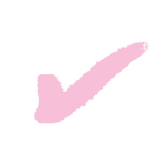 ピンクのチェックマーク　シンプルなザラザラ手描き質感のあしらい
