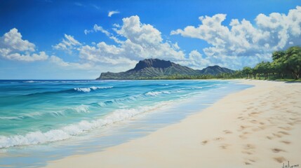 Obraz premium hawaiian beach scene with diamond head