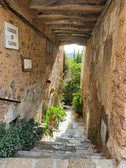 Fototapeta premium typical old street of a small Spanish town on the island of Mallorca
