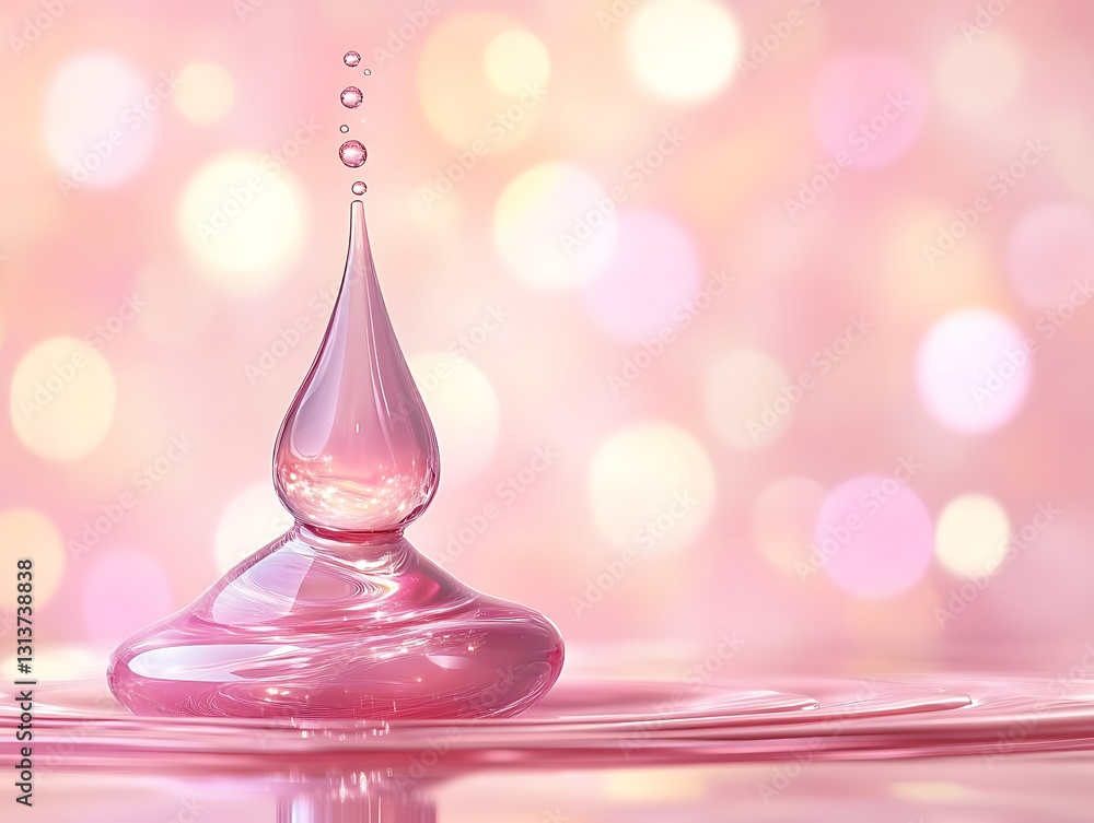 Poster delicate pink droplet creation against soft bokeh in a dreamy setting