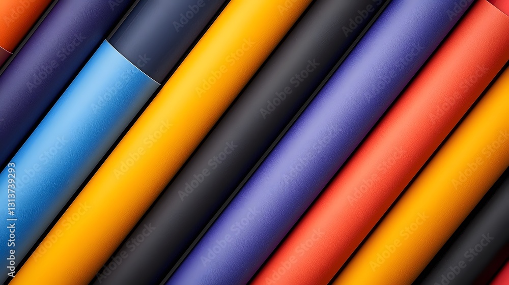Poster assorted rolls of colorful fabrics displayed together showcasing vibrant designs and patterns for cr