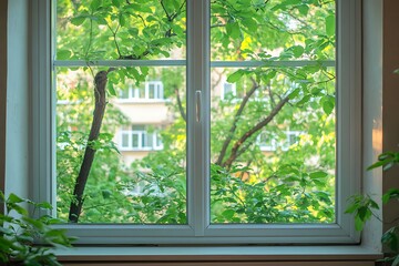 Lush Green View from a Window