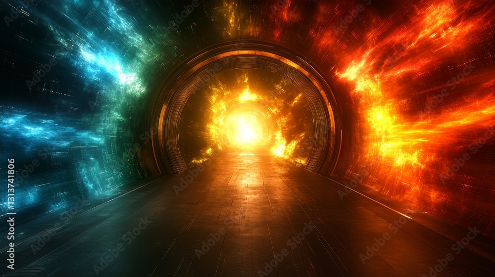 Aufkleber cosmic portal energy fusion abstract space gateway with blue and red power explosion magical interdi