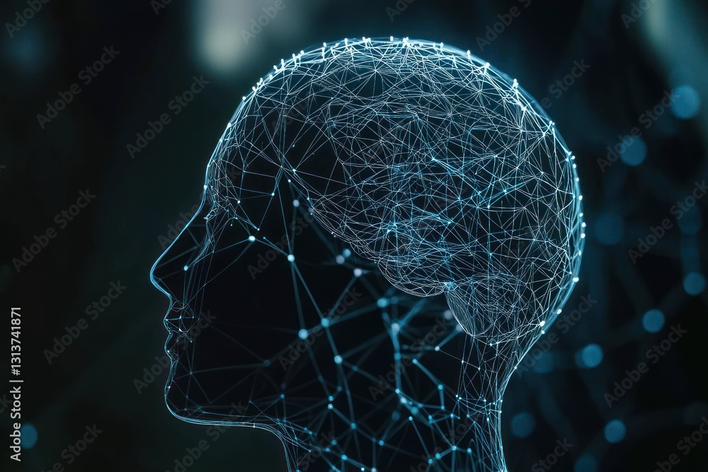Poster digital network silhouette representing artificial intelligence futuristic connection and innovative