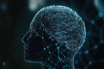 Digital network silhouette representing artificial intelligence futuristic connection and innovative technology