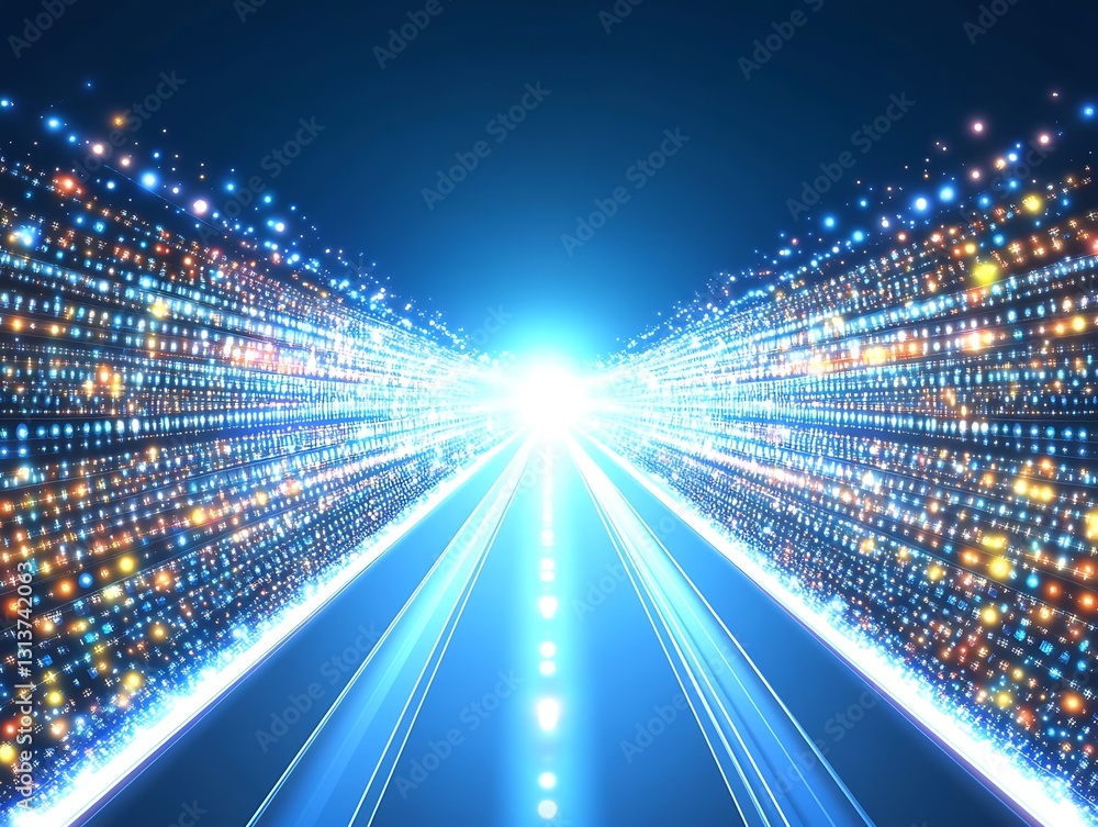 Poster digital light streaks abstract concept with forward motion effect