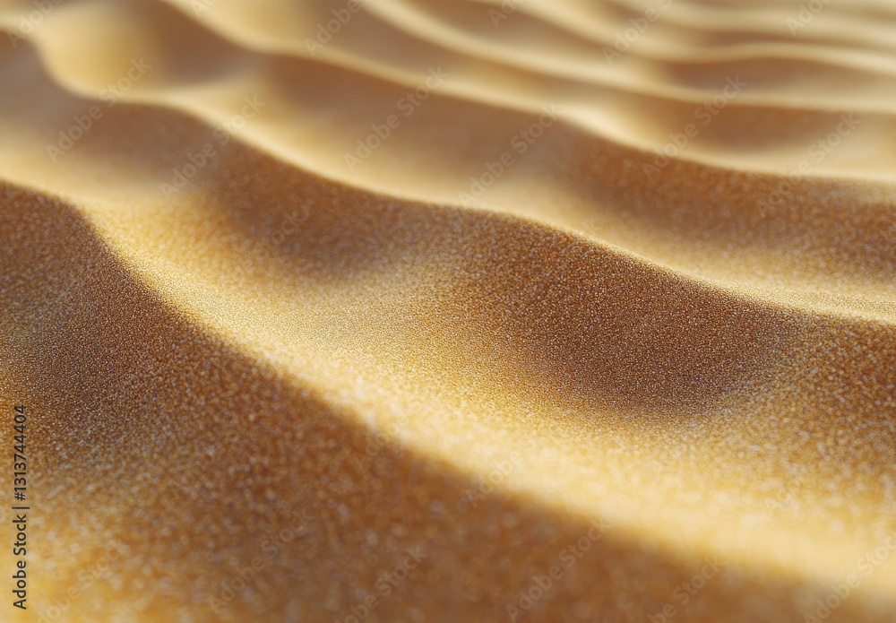 Poster textured golden sand pattern with gentle undulations and soft light, capturing the essence of a sere
