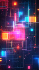 Obraz premium A highly detailed, futuristic digital circuit board with neon-lit data streams. The abstract cyber design represents advanced AI, blockchain, and data connectivity.