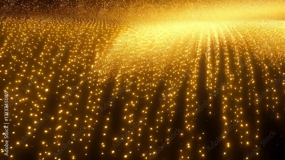Poster golden particle cascade a festive glow