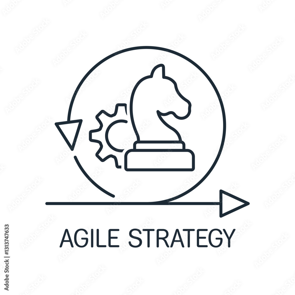 Poster agile strategy. vector linear icon isolated on white background.