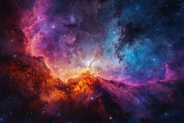 Fototapeta premium Stunning cosmic nebula formation outer space digital art celestial environment wide view astronomy concept