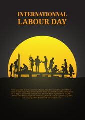 Construction vector background, Worker in a building site, Labour day background.