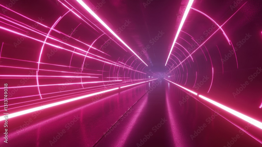 Poster abstract glowing data lines racing through a virtual tunnel, symbolizing advanced technology and dig