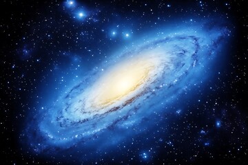 Fototapeta premium Spiral galaxy, illuminated, floating in space with stars, ideal for astronomy, science education