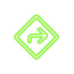 Icon directions from the flow of energy of green color. Shimmering neon