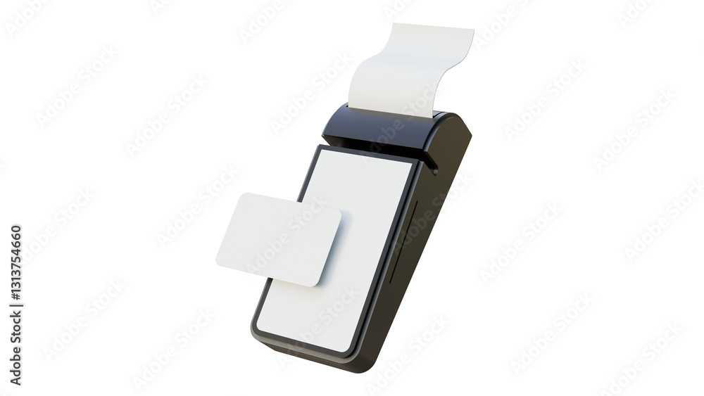 Poster contactless payment by debit card banking empty screen through the terminal on a isolated background
