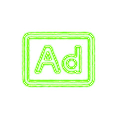 Icon Ad - Advertisement from the flow of energy of green color. Shimmering neon