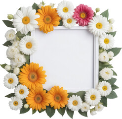 Obraz premium A frame of vibrant flowers on a transparent background