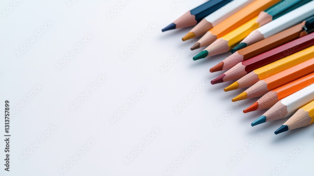 Aufkleber a row of pencils with different colors and sizes