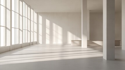 Obraz premium minimalist modern architecture interior design sunlight