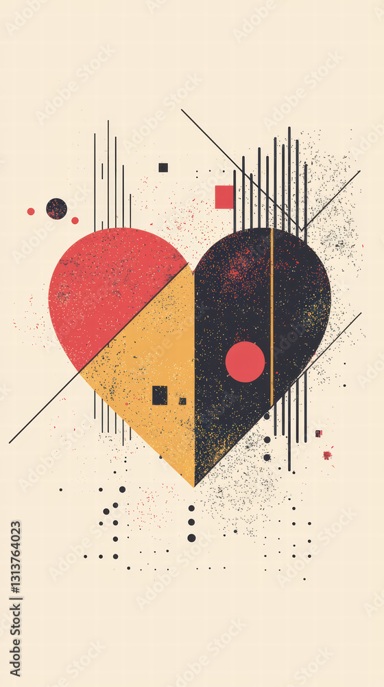 Aufkleber abstract heart composition: a unique and artistic representation of a heart, crafted with geometric 