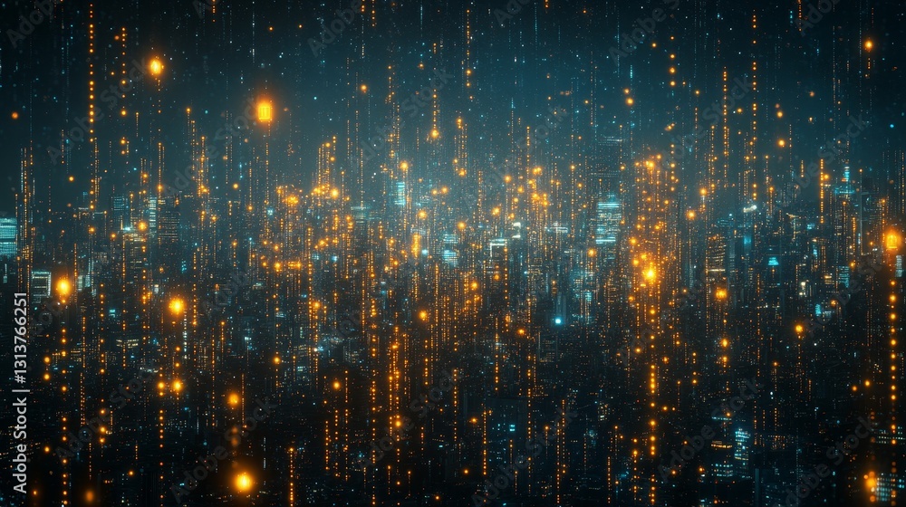 Poster abstract digital network background with glowing dots innovative technology concept for presentation