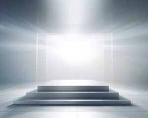 Fototapeta premium Single Silver Podium in Infinite Space