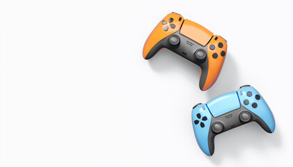 Naklejka premium Realistic colorful video game joysticks or gamepads with color buttons on white