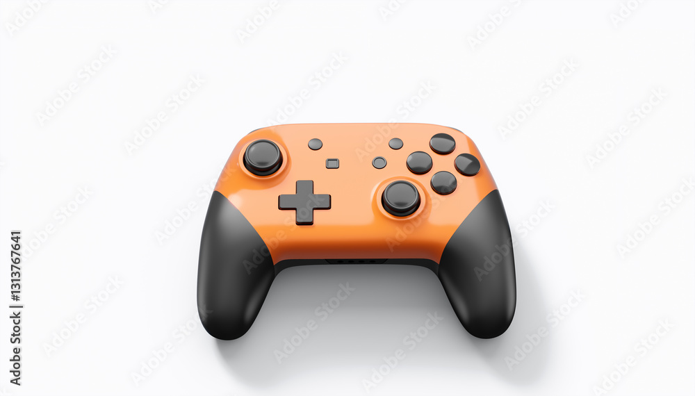 Poster realistic colorful video game joystick or gamepad with color buttons on white
