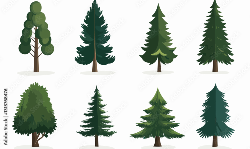 Aufkleber minimalistic pine trees vector set illustration for nature and design projects