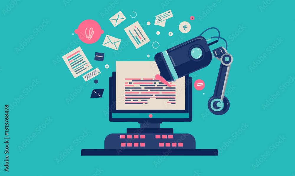 Poster ai content generator for digital marketing and e-commerce in minimalist vector style