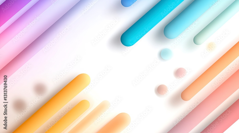 Poster abstract colorful diagonal lines and dots on white background.