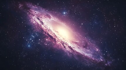 Fototapeta premium Galaxy spiral formation in space against starry cosmos background, ideal for space exploration content