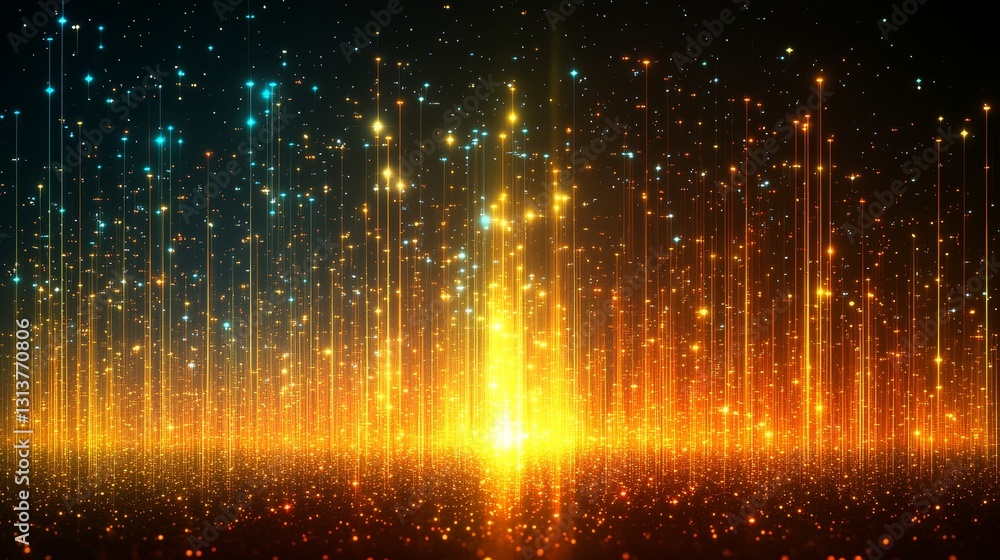 Poster abstract light streak backdrop with energy trails digital particle flow and glowing sparks illuminat